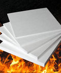 Stack of white ceramic fiber insulation boards, 24x12x1 in, fireproof panel for ovens, stoves, kilns.