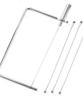 Heavy Duty Block Cheese Slicer Replacement Kit With Six Inch Stainless Steel Blades Brass Enhanced Handle Four Piece Set components.