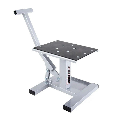 Height Adjustable Dirt Bike Lift Stand For Off Road And Motocross Maintenance 9 To 17.5 Inches Lift shown side view