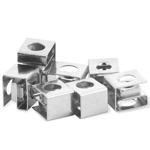20 Pack Slip On Lock Nuts 10 32 Thread Zinc Plated Steel Furniture T Nuts For Cabinet Doors With Square Holes No Sweat Grip Tight Heavy Duty Hardware Kit, heavy-duty steel lock nuts in square design.
