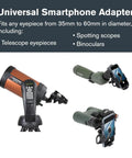 NexYZ DX Universal Smartphone Adapter for telescopes, binoculars, and spotting scopes, showcasing compatibility with eyepieces.