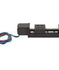 Rock Solid Mini Linear Rail Slide Actuator Featuring 50mm Stroke Premium Alloy Stepper Motion Stage Paired With Single Lead Screw Rod and wiring.