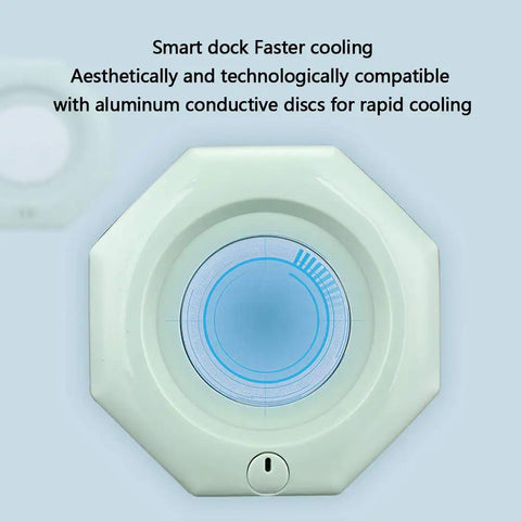 Smart Desktop Beverage Chiller With Rapid Freeze And Instant Heat Mode Made From Food Grade Aluminum For Your Morning Brew, cooling dock interface.