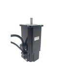 HBWLKJ01 NEMA 23 brake stepper motor with black housing and attached cables.