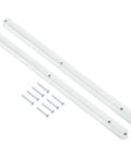 White Plastic Drawer Slides With Mounting Screws Side Mounted Furniture Runners For Cabinet Wardrobe Dresser Slick Glide No Sweat Install Standard Size Wood Box Fix, two long runners and screws.