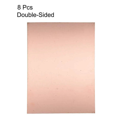 Double Sided Copper Clad FR4 PCB Board 200x150mm 1.5mm Thick, 8 Pack for DIY Prototyping and Maker Projects, copper side view.