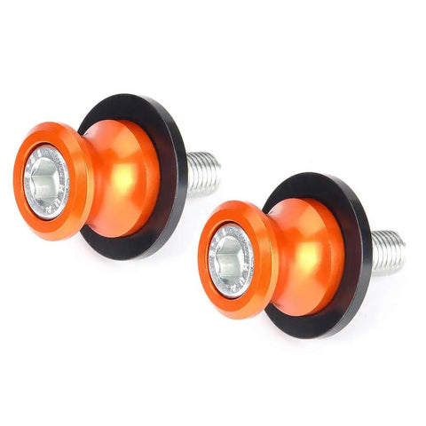 Two Pack 10mm M10x1.25 Motorcycle Swing Arm Sliders Spools CNC Swing Arm Stand Screw For FZR1000 FZR600 FZR400 Kawasaki, orange
