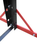 Close-up of the sturdy base of the Built Tough 20 Ton Air Powered Hydraulic Shop Press With Adjustable Height Base.
