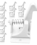 16 Pack Childproof Cabinet Locks For Drawers And Dressers In White ABS showing close-up with spring mechanism