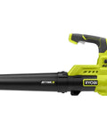 Heavy Duty Cordless Leaf Blower Pumping 110 Mph And 525 CFM With Variable Speed Settings for fast yard cleanup, black and green device.