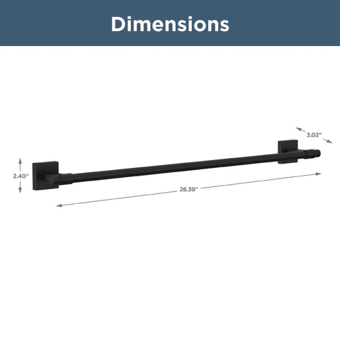 Dimensions of 24 Inch Matte Black Towel Bar For Bathroom And Kitchen, Rust Resistant Towel Rack With Fast Drying Airflow