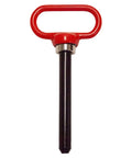 Extra Strong Quick Connect Magnetic Hitch Pin For Sleeve Hitch Tow Behind Tractor Attachments Five Eighths Inch Diameter Beefed Up Heavy Duty Steel Pin With Lifetime Limited Warranty, red handle, black pin