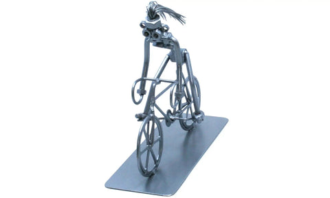 Totally Cool Desktop Bicycle Figurine For Women Nut And Bolt Metal Sculpture Handmade Bike Ornament For Desk Or Shelf