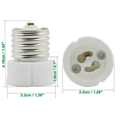 E26 E27 To GU10 Ceramic Socket Adapter Built Tough For Heavy Duty Halogen And Led Spotlight Work UL Certified 660 Watt showing dimensions and design.