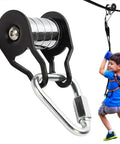Slackline Pulley With Carabiner For Kids Backyard Zipline And Slackline Training Essentials Easy To Install Heavy Duty Gear