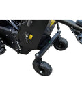 Built Tough Rock Solid Heavy Duty Electric Hydraulic Dump Cart 1100 Lb Workhorse 48 Volt Battery powered all terrain tires close-up view