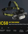 Image of Monster Bright Focusable Headlamp with USB C Rechargeable Battery Included, featuring dual beam and adjustable headband.