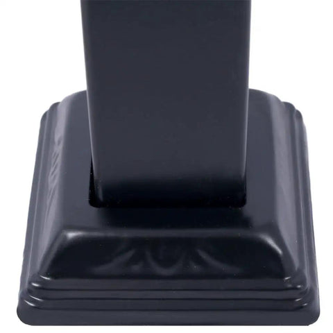 Base of Badass Wrought Iron Handrail for 3 Step Outdoor Stairs, heavy duty rustproof metal, matte black finish.