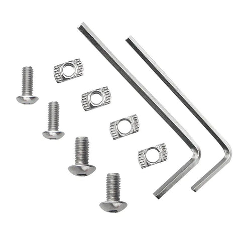 Pro Grade Hammer Head T Slot Nuts And Drop In T Nut Assortment Kit With M4 M5 Fasteners Nickel Plated Carbon Steel hardware and wrenches.