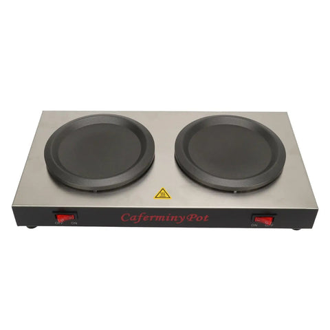 Heavy Duty Dual Plate Coffee Warmer Forged From Commercial Grade Stainless Steel with dual heating plates for busy cafes.