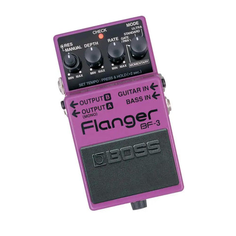 Top view of BF-3 Flanger Guitar Effects Pedal With Momentary Mode, Tap Tempo, Ultra Gain And Pan Modes, Stereo Flanging, Slicer Swirl Effects