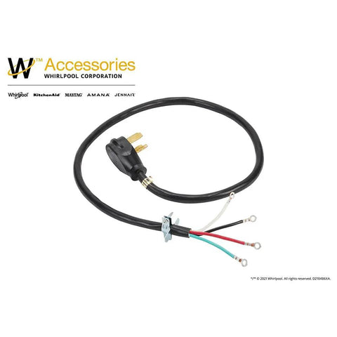 Genuine OEM PT400L Dryer Power Cord Replacement 4 ft black cord with 4-prong plug and color-coded wires visible.