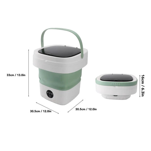 Super Portable 12L Mini Washing Machine And Foldable Spin Dryer, compact design with handle, ideal for travel and dorm use.