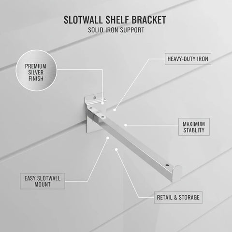 Heavy Duty Slatwall Shelf Brackets For Glass Wood Or Metal Shelving With Silver Finish 50 Pack Pro Grade Shelf Supports
