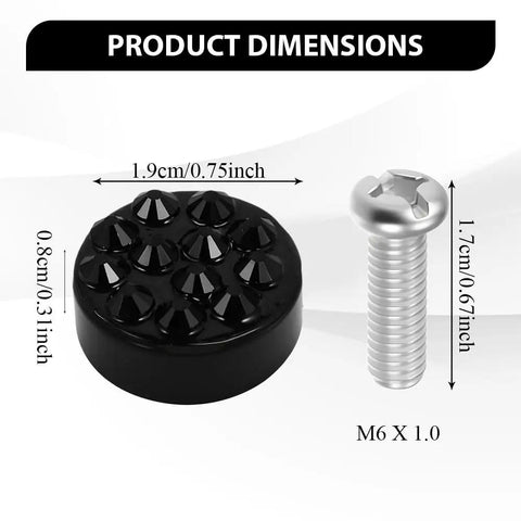 Upgrade Your Rig With Straight Fire Bling License Plate Screws And Rhinestone Caps 4 Piece Kit Corrosion Resistant Metal fasteners with dimensions.