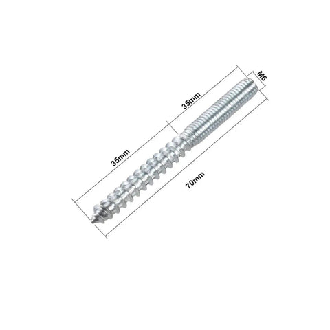 32 Pieces M6 Carbon Steel Hanger Bolts Double Ended Self Tapping Screws For Furniture Zinc Plated 70mm Long