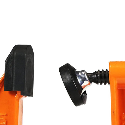 Heavy Duty 6 Inch Steel Bar Clamp for Woodworking and DIY Projects, Orange, Sure Grip Construction, Reaches Up To 3 Inches From Edge To Screw Center, Maximum Opening 6 Inches, Built For Hard Use By Hobbyists And Pros, close-up of clamp jaw