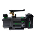 Heavy Duty 18 Volt Cordless Vacuum Pump Slick 2 CFM Workhorse For HVAC Pros with battery and valve.