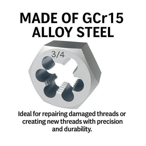 Hex die from Half Inch 14 NPT Tap And Die Set For Cutting And Repairing Tapered Pipe Threads, GCr15 Alloy Steel.