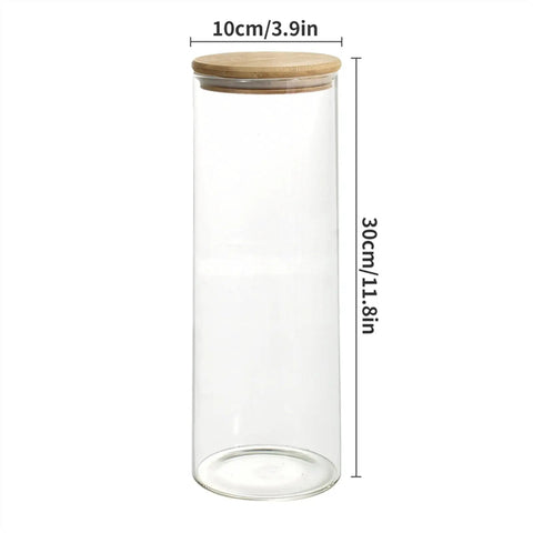 Heavy Glass Coffee Canister 2200Ml Wide Mouth Airtight Food Storage Jar For Tea Sugar Beans And Nuts with wooden lid.