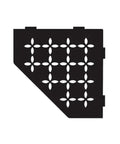 Pentagonal Corner Shelf For Tiled Walls With Floral Aluminum Design Matte Black Finish No Drill Installation 2mm Tabs