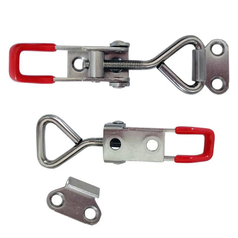 304 Stainless Steel Toggle Clamps, Adjustable Quick Buckle Lock Clamp, Box Clamp for Horizontal Fixtures, 2 Pack, Heavy Duty and Wear-Resistant, Thick Solid Joint, Flexible Shaft, Reliable Quick Release and Secure Hold on white background