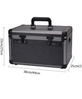 Portable Aluminum Tool Box Organizer Chest With Dual Password Lock, black heavy duty metal storage case 38x25x23 cm or 44x27x27 cm