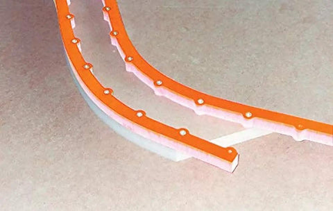 Bendable Routing Template For Smooth Sailing Arcs And Curved Woodworking 23 32 X 23 32 Inch Durable Plastic Router Jig flexibly shaped for precise cuts.