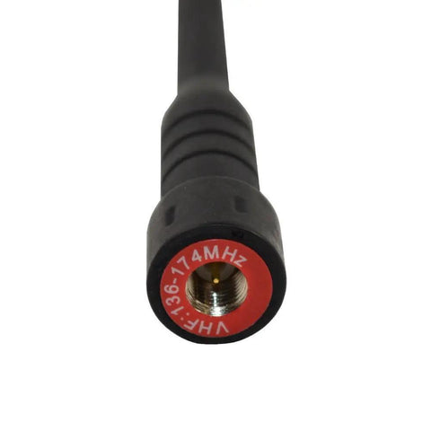 Close-up of VHF High Gain Antenna For Vertex VX Series Radios 136 To 174 MHz Telescopic Extendable Black 14cm connector