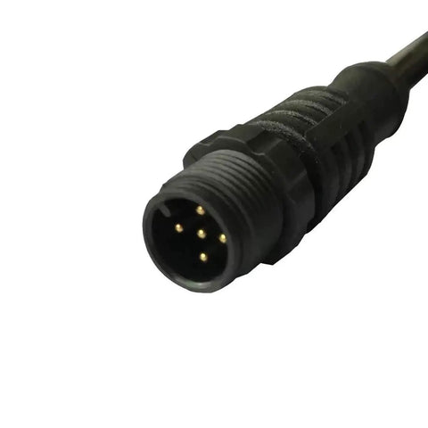 Close-up of NMEA 2000 15 Foot Backbone Drop And Extension Cable gold-plated 5-pin connector for marine networks