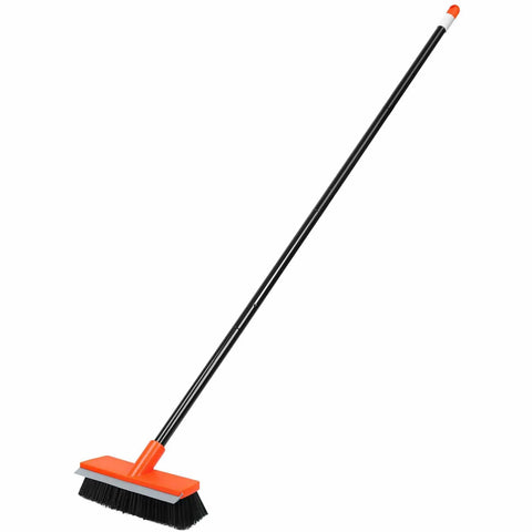 55 Inch Long Handle Deck Brush With Stiff Bristles For Concrete Patios Garage Floors Outdoor Scrubber Grime Busting Sheds Dirt And Leaves Snow Deep Scrubbing Easy Push Broom For Rough Surfaces