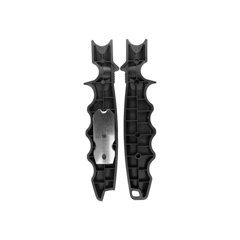 Vane And Wrap Stripping Tool Pro Grade For Arrows with open view showing blade and grip sections