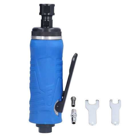 The Heavy Duty Pneumatic Air Die Grinder With Sealed Ball Bearings Runs Super Slick At 22000 Rpm In A Tight Compact Right Angle Build with attachments.