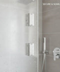 3Mm-12Mm Glass Compatibility Frameless Door Hinges Stainless Steel Clamp-On Pivot Hardware installed on shower enclosure