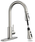 Pull Down Sprayer Kitchen Faucet With High Arc And Single Handle, Brushed Nickel Finish, 15 Inch Tall, 7 Inch Reach, RV Compatible