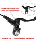 MT200 Hydraulic Brake Set For Mountain Bikes with brake lever, 2mm hexagonal screw, fits 22.2mm handlebar, side view