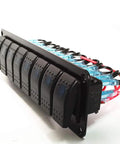 Side view of 8 Gang 5 Pin On Off Waterproof Rocker Switch Panel For Boats Cars RVs And Trailers Aluminum Marine Grade Panel 12V 24V DC