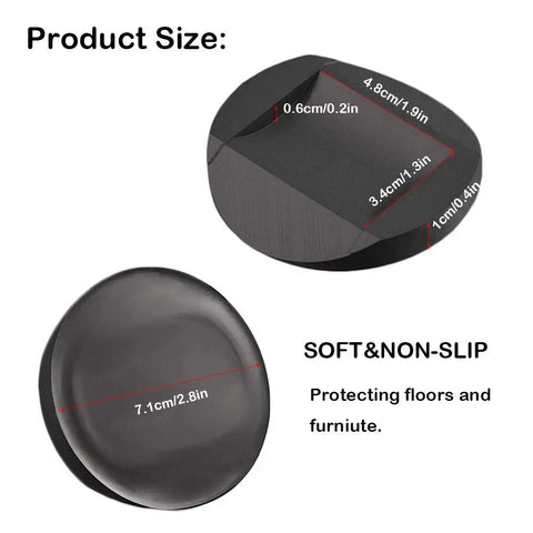 Rubber Furniture Cups With No Slip Floor Grip For All Floor Types Bed Stopper Coasters For Sofas Beds Chairs And Furniture Wheels Prevent Scratches And Slippage Round Black Set Of Eight showing dimensions