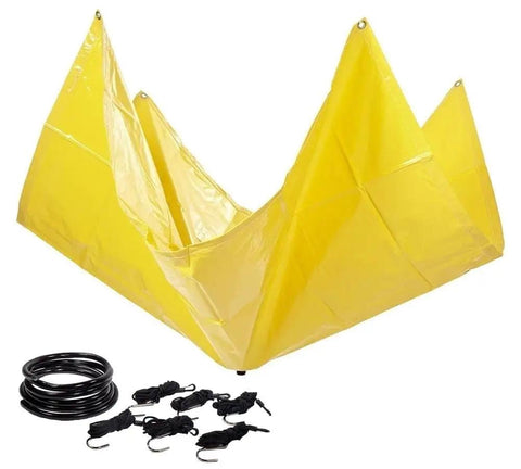 2 Pack 5 By 5 Vinyl Coated Roof Ceiling Leak Diverter Tarps With Heavy Duty Grommets Yellow Rain Diverter For Roof Drips