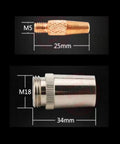 Aluminum Wire Drawing Spool Gun accessories, 25mm M5 copper nozzle, 34mm M18 metal component for Miller Millermatic welders.